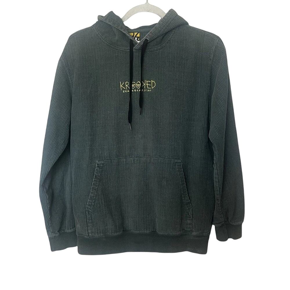 Krooked Skateboards Corduroy Hoodie Sweatshirt Men’s Sz Small Green Vintage Y2k